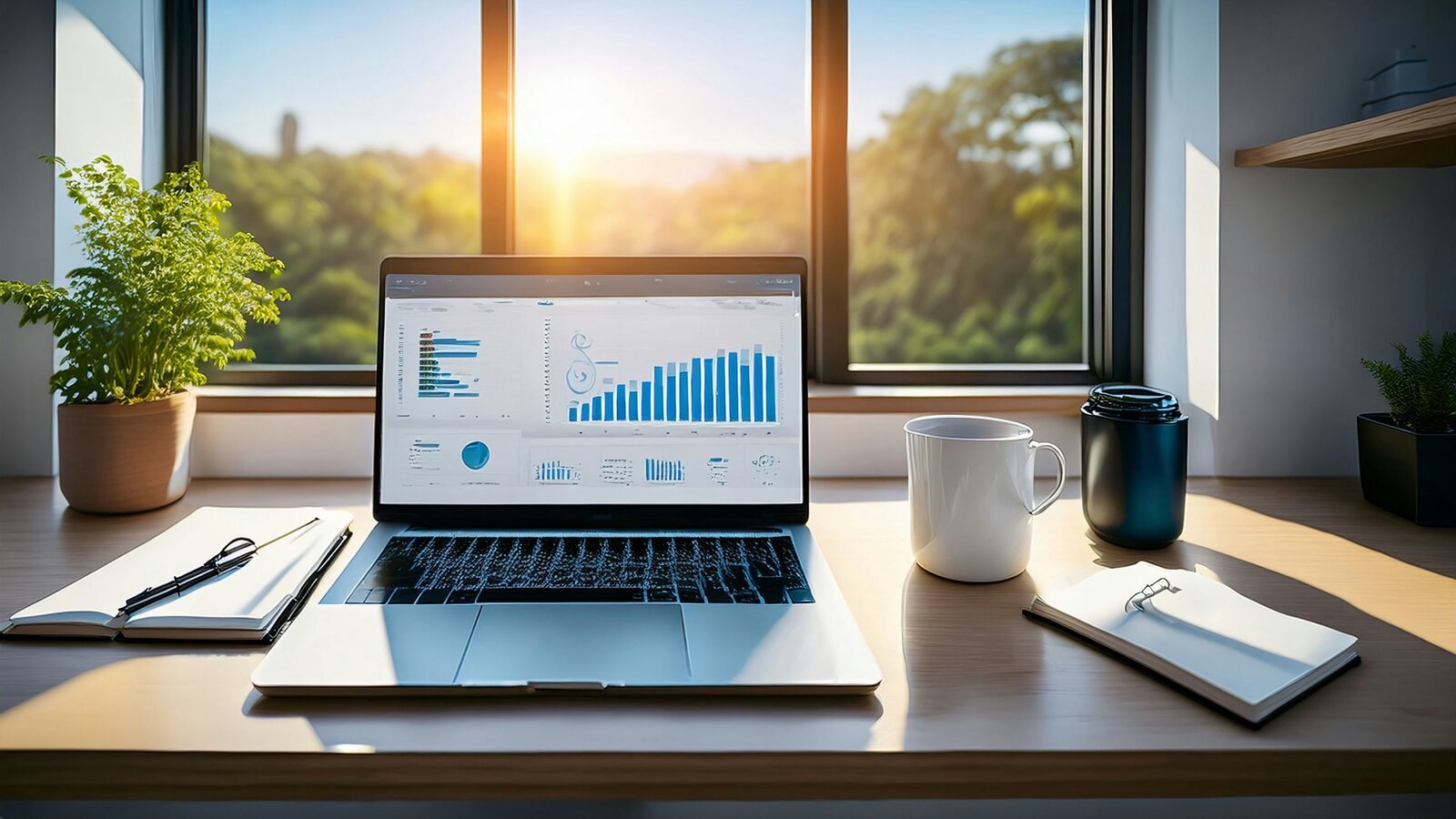A laptop showing website analytics and growth